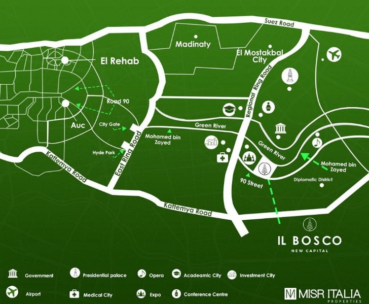 كمبوند البوسكو سيتي مدينة المستقبل – Il Bosco City Misr Italia New Cairo Compound