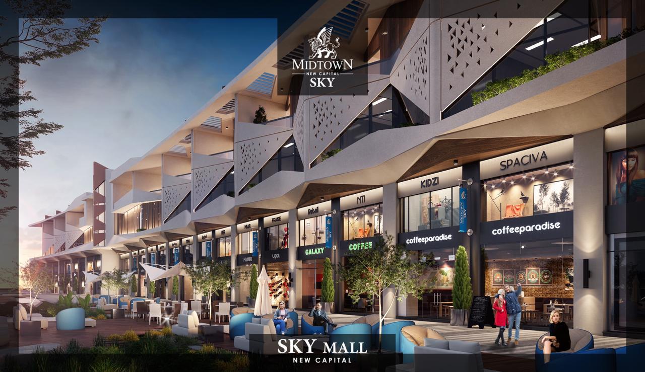 Own a shop in Midtown Sky Mall New Capital with an area starting from 160 m²