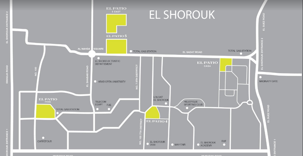 توين هاوس لقطة للبيع 265م في el patio 5 el shorouk بسعر خيالي
