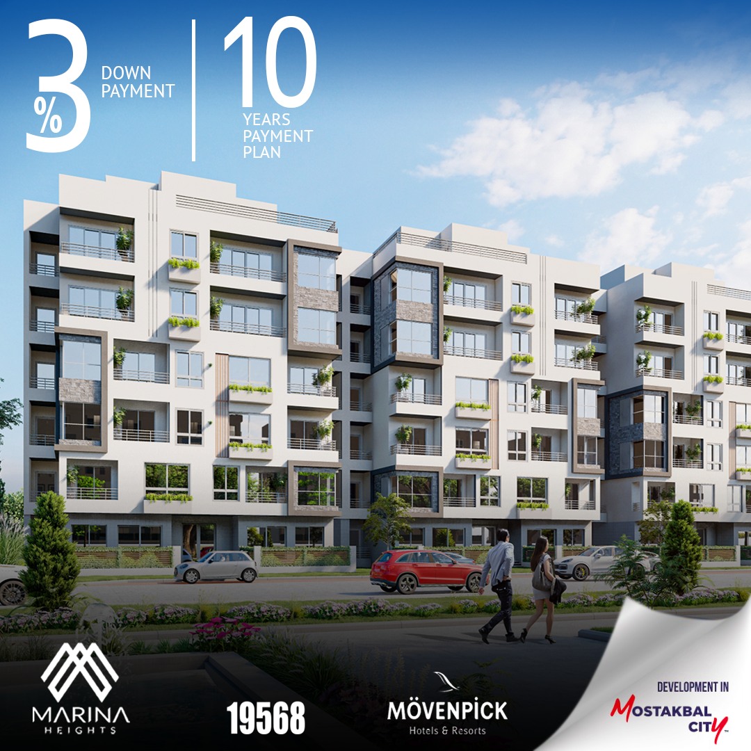 In El Mostakbal book your apartment in Marina Heights compound with an area of 127 meters