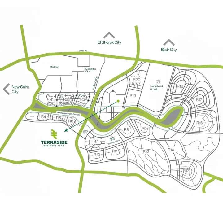 With 15% down payment own an office in Terraside Business Park New Capital with an area of 90 meters