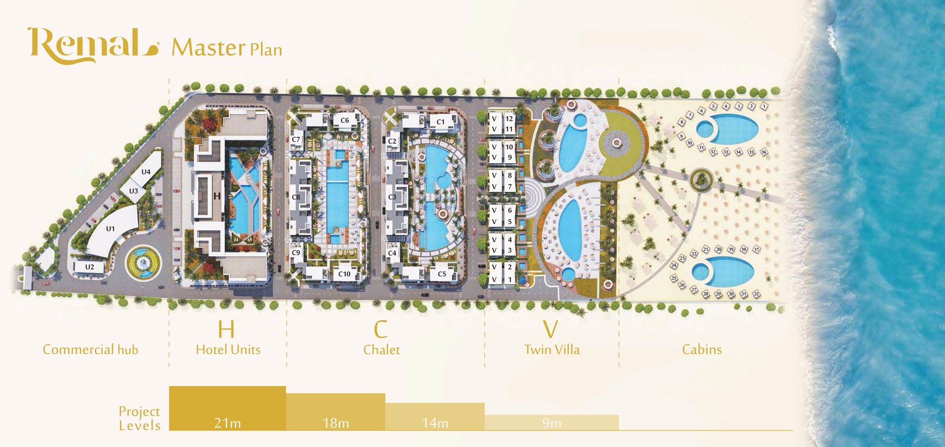 فيلا رائعة 240م للبيع في موقع مميز جدا داخل منتجع رمال الساحل