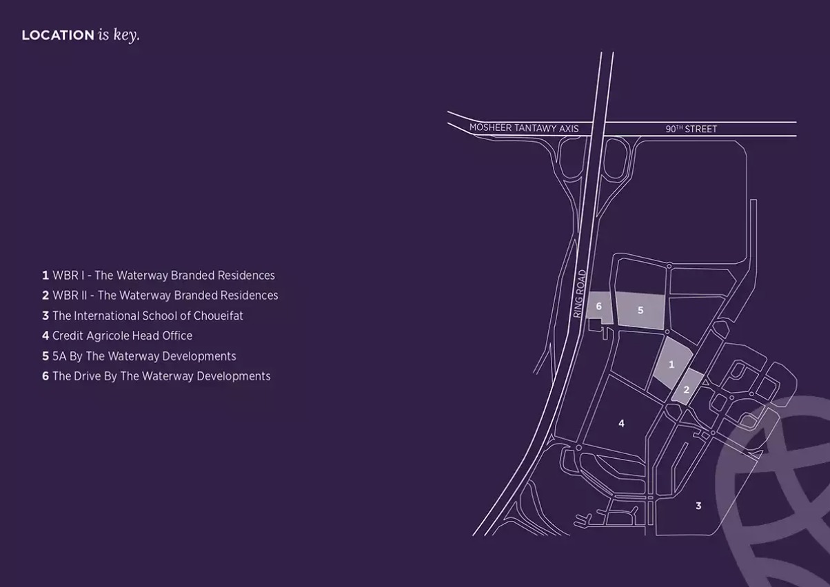 اشتري شقتك بمساحة 130 متر في واتر واي برانديد ريزيدنس التجمع