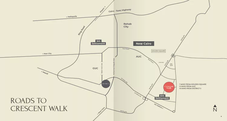 كمبوند كريسنت ووك التجمع السادس مراكز للتطوير العقاري – Crescent walk New Cairo Compound