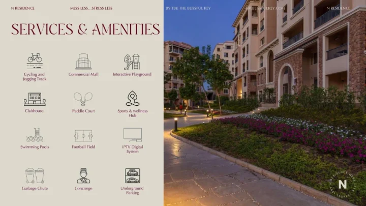 شقة بمساحة 255 متر للحجز في كمبوند ان ريزيدنس التجمع الخامس