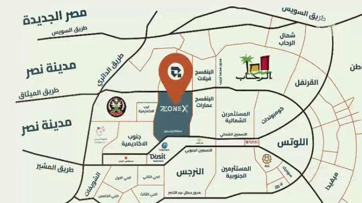 مكتب بمساحة 41 متر للحجز في مول زون اكس التجمع الخامس