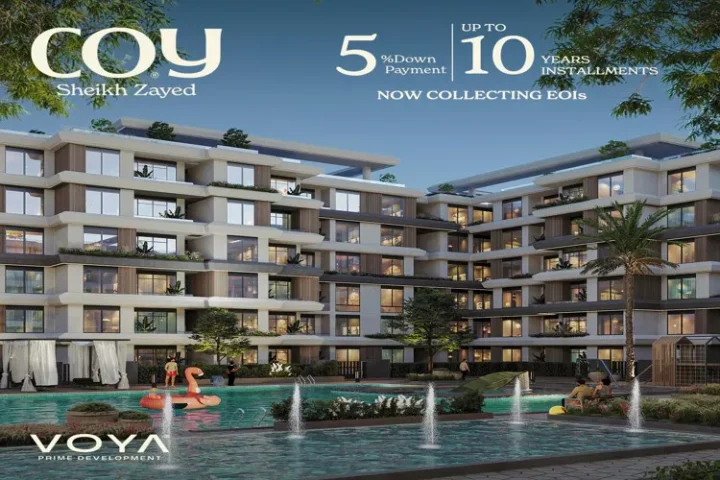 For sale in installments a 125 meter apartment in Coy Compound Sheikh Zayed