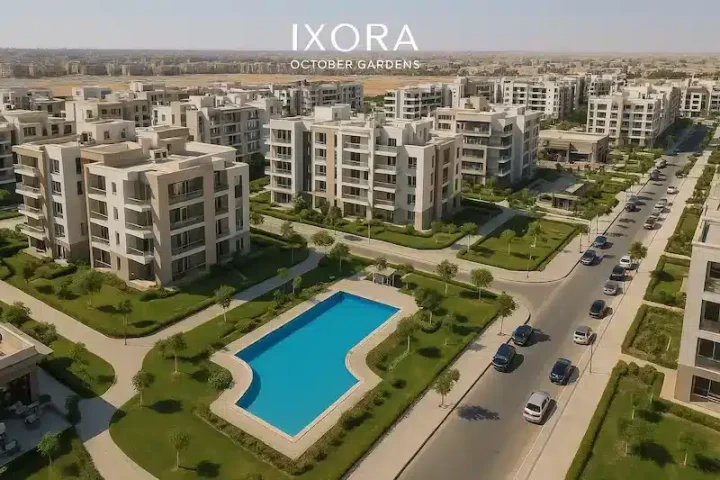 For sale in installments a 125 meter apartment in Ixora 6th of October Compound